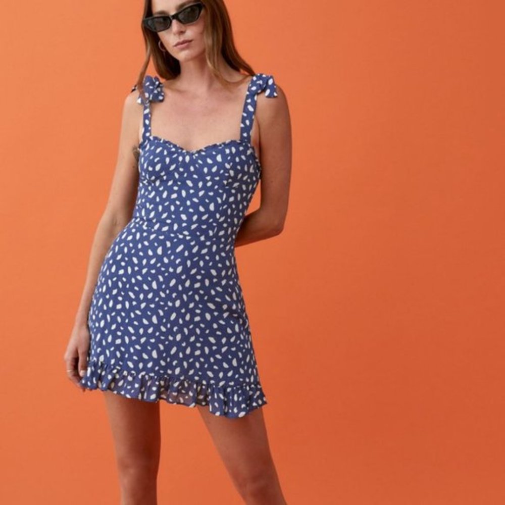 New Reformation Christine Mini Dress Moray - Picture 2 of 6